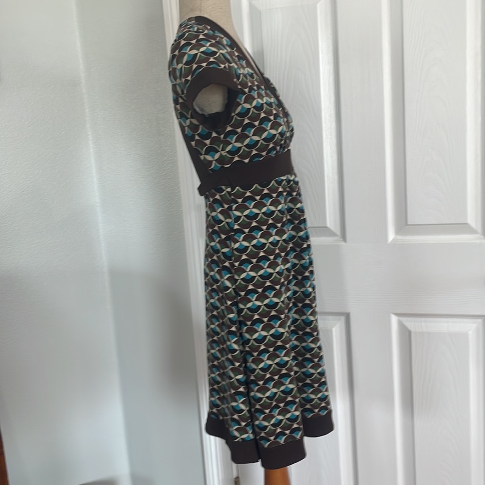Vintage Wet Seal dress cut out back geometric pattern brown turquoise size L - Picture 4 of 10